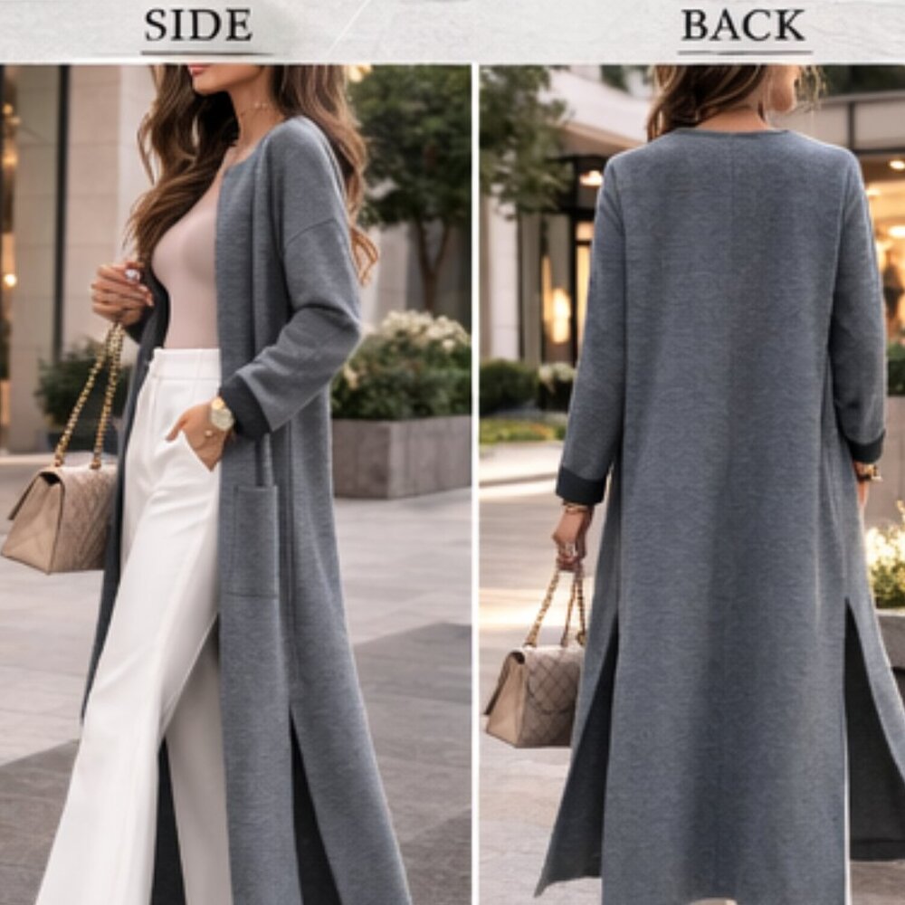 NWT Tahari Premium Quality Merino Wool Longline Cardigan Duster Sweater